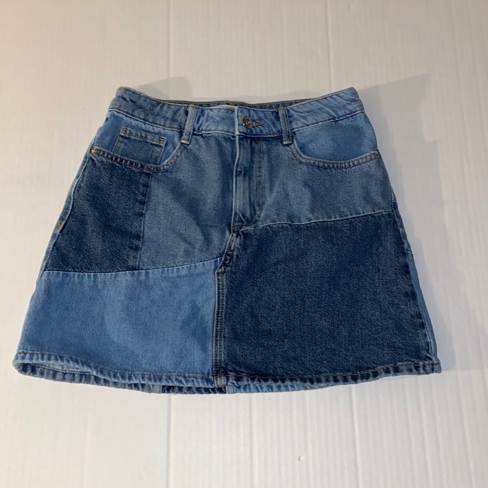 Zara Blue Denim Patchwork Skirt